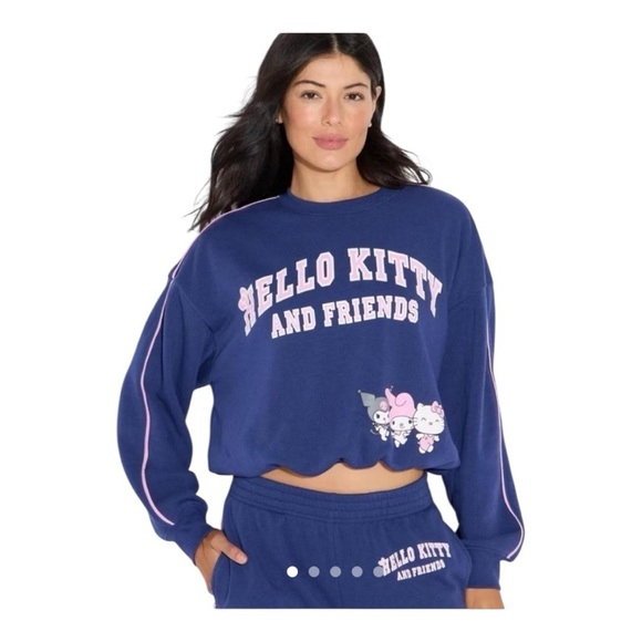 Sanrio Sweaters - NWT Sanrio Navy Crew Neck Sweater with Hello Kitty Graphic XS